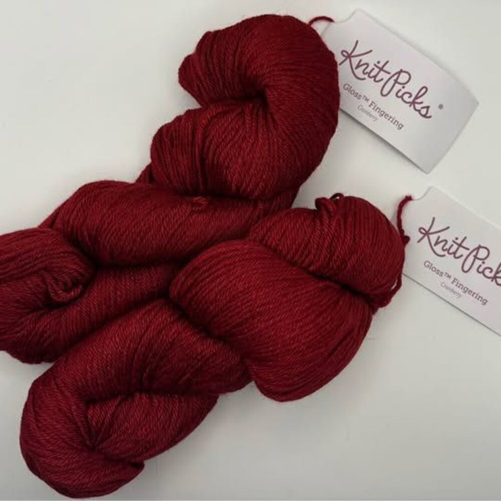 Knit Picks Gloss Fingering Yarn in Cranberry - #348